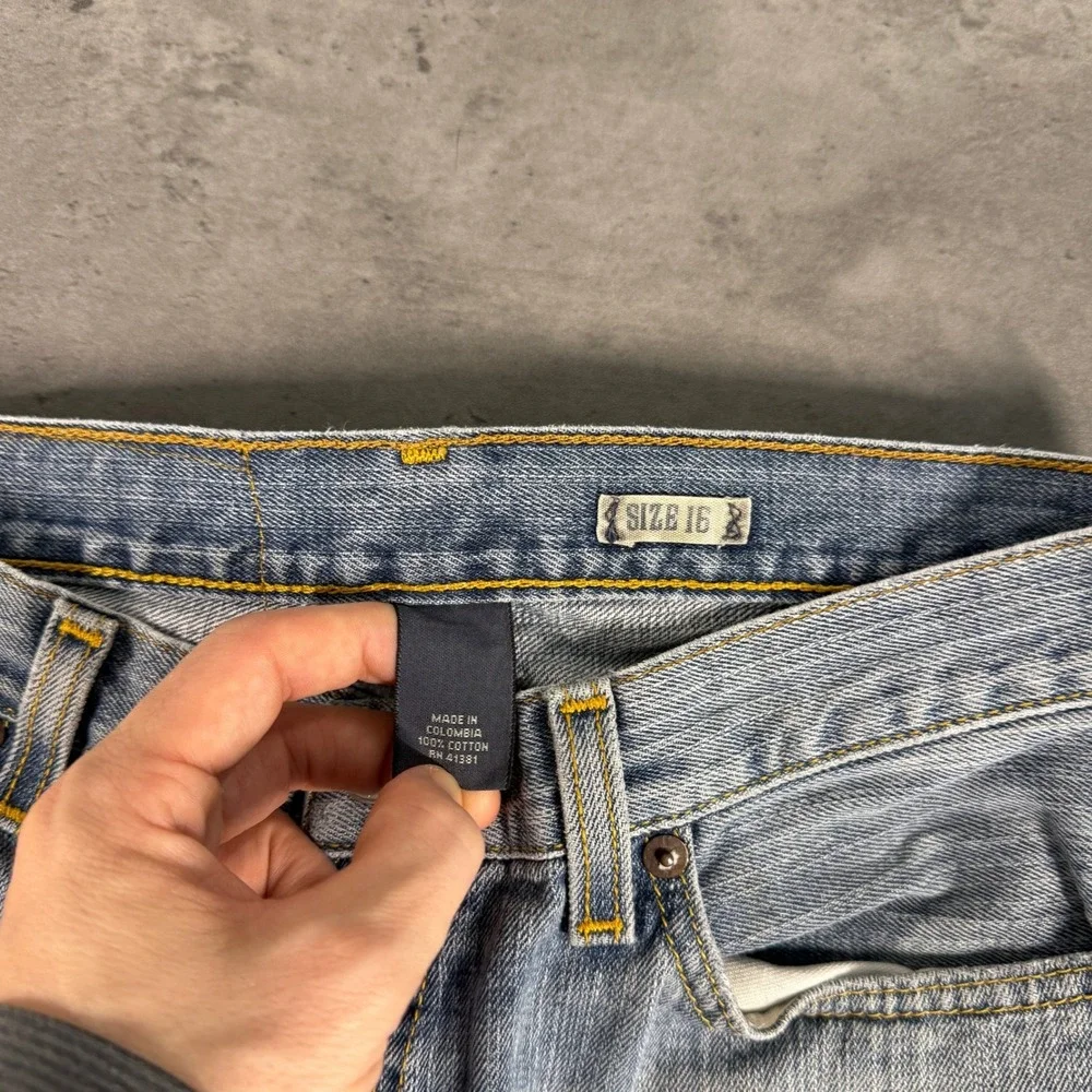 Polo Ralph Lauren Jeans Womens 16 Light Blue‎ Straight Leg Distressed Denim Y2K